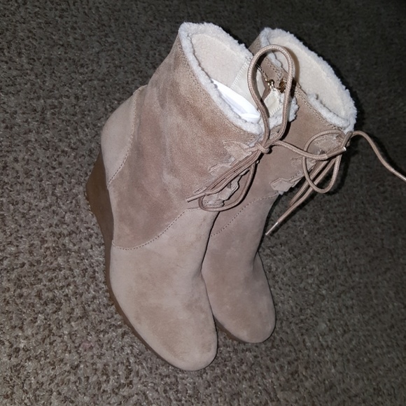 Michael Kors Shoes - Michael Kors Suede Wedge Heel Ankle Boots.